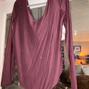 Aerie Long Sleeve V-Neck bodysuit- rich purple